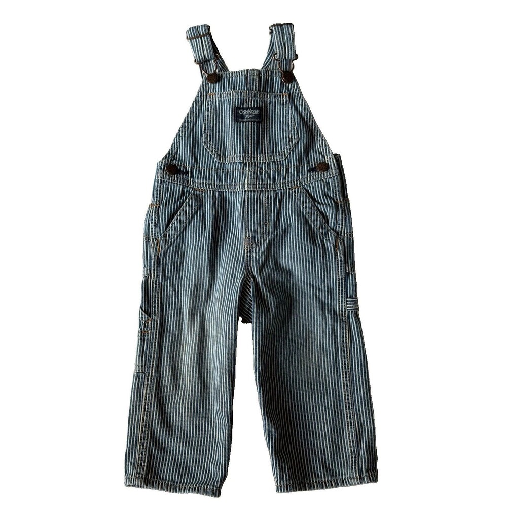 Baby Oshkosh Denim Overalls Stripes Railroad Baby Vestbak 18 Months